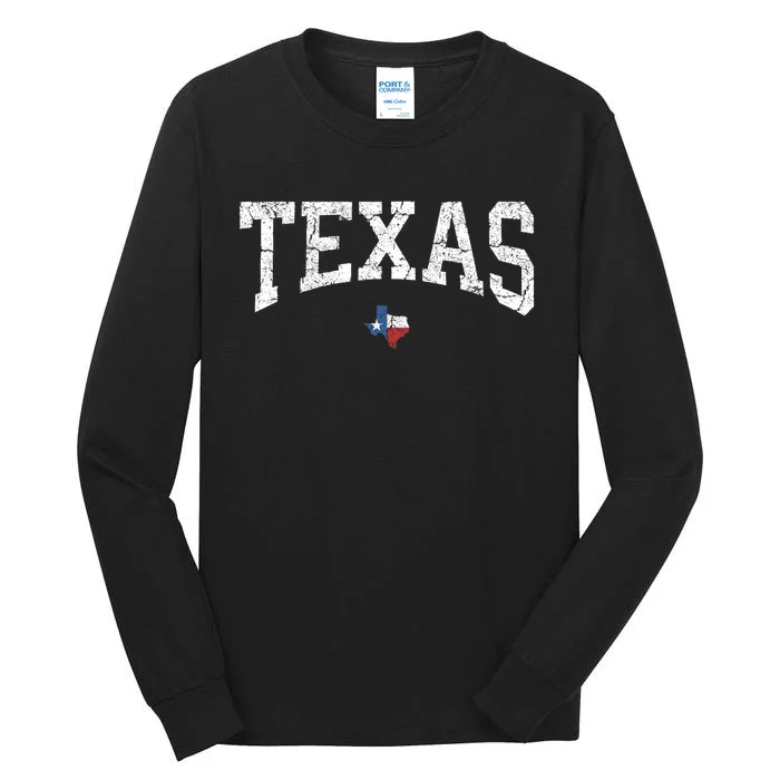 Texas T Texas State Map Flag Distressed Tall Long Sleeve T-Shirt