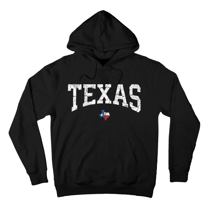 Texas T Texas State Map Flag Distressed Tall Hoodie