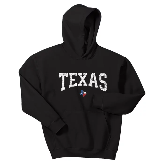 Texas T Texas State Map Flag Distressed Kids Hoodie