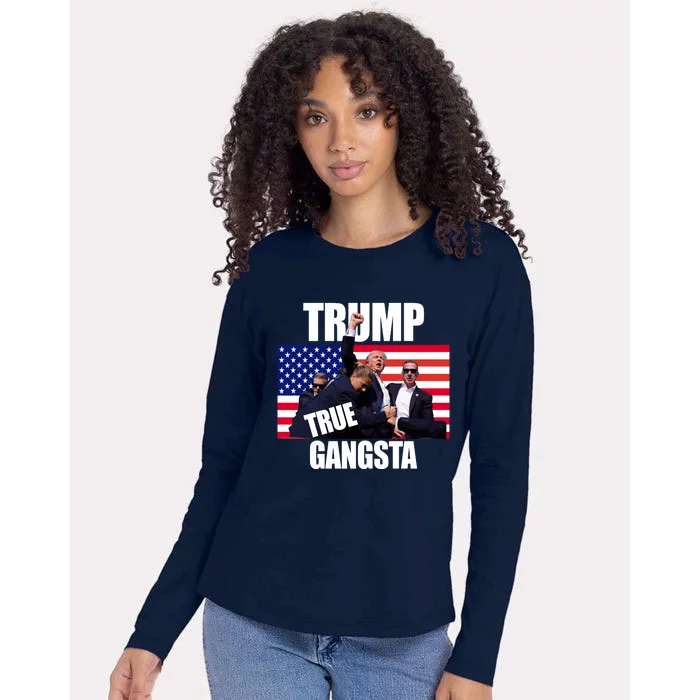 Trump The True Gangster Survived Association Womens Cotton Relaxed Long Sleeve T-Shirt