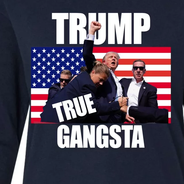 Trump The True Gangster Survived Association Womens Cotton Relaxed Long Sleeve T-Shirt