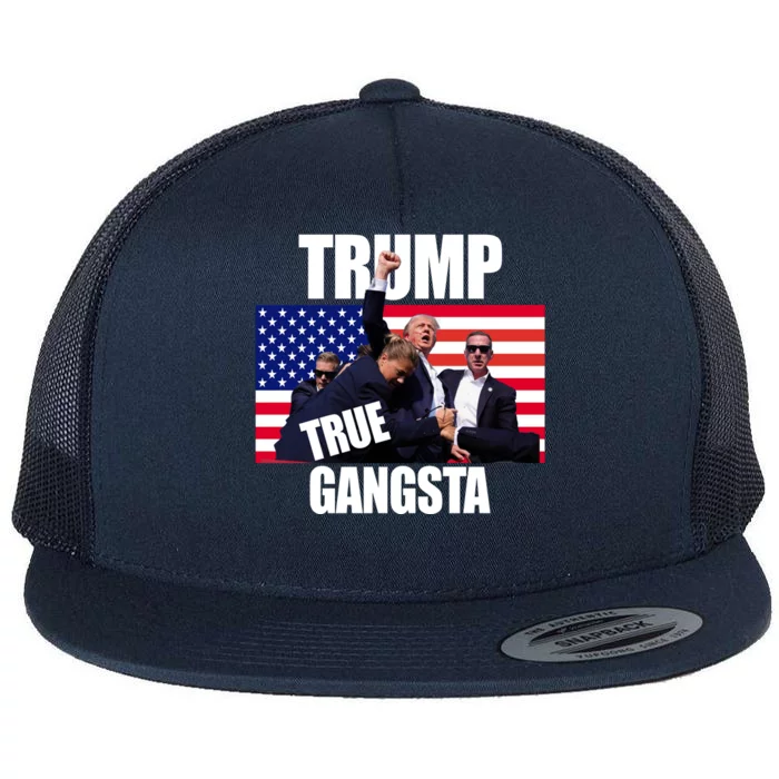 Trump The True Gangster Survived Association Flat Bill Trucker Hat