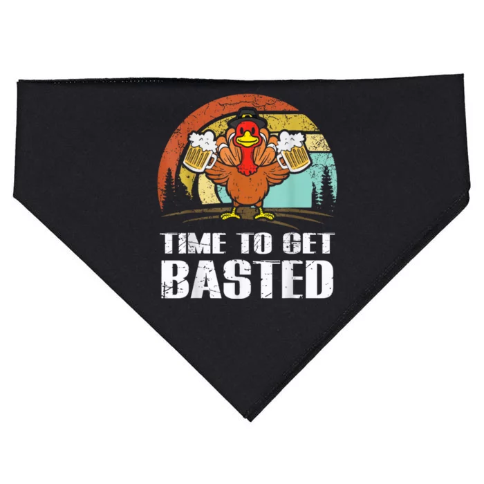 Turkey Time To Get Basted Retro Happy Thanksgiving USA-Made Doggie Bandana