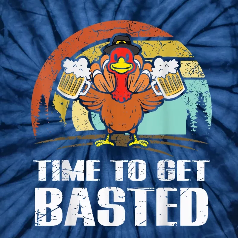 Turkey Time To Get Basted Retro Happy Thanksgiving Tie-Dye T-Shirt