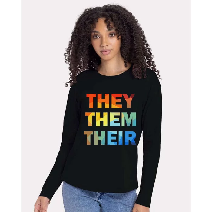 They Them Their Nb Pronoun Pride Womens Cotton Relaxed Long Sleeve T-Shirt