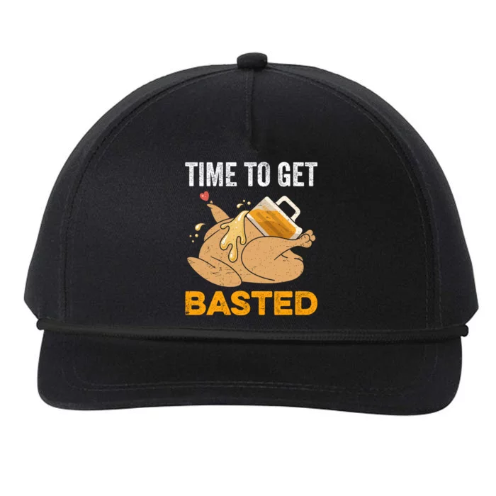 Turkey Time To Get Basted Beer Thanksgiving Turkey Snapback Five-Panel Rope Hat