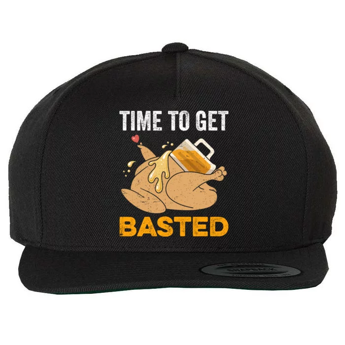 Turkey Time To Get Basted Beer Thanksgiving Turkey Wool Snapback Cap