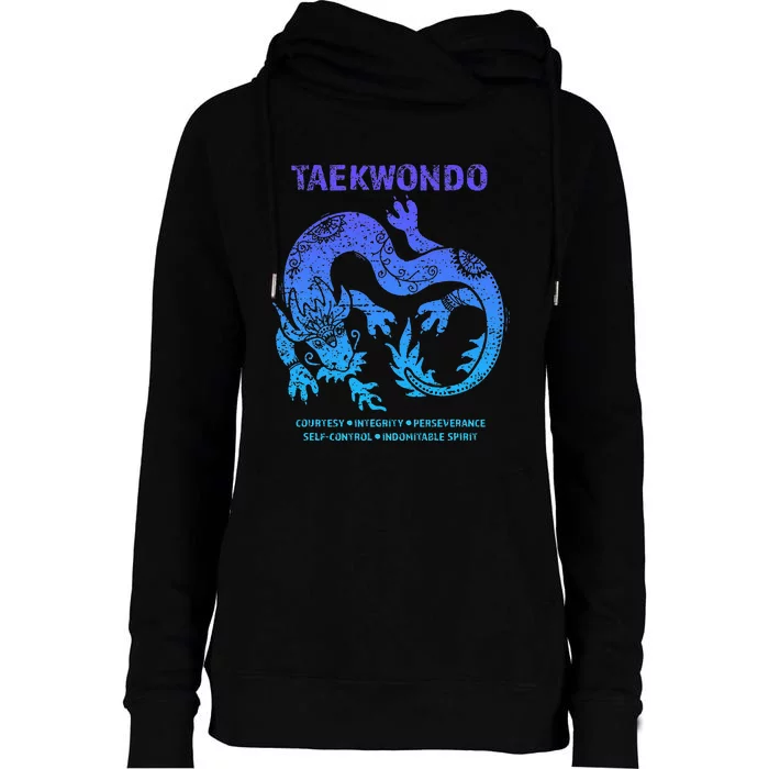 Taekwondo Tkd Tae Kwon Do Dragon Art Martial Arts Graphic Womens Funnel Neck Pullover Hood