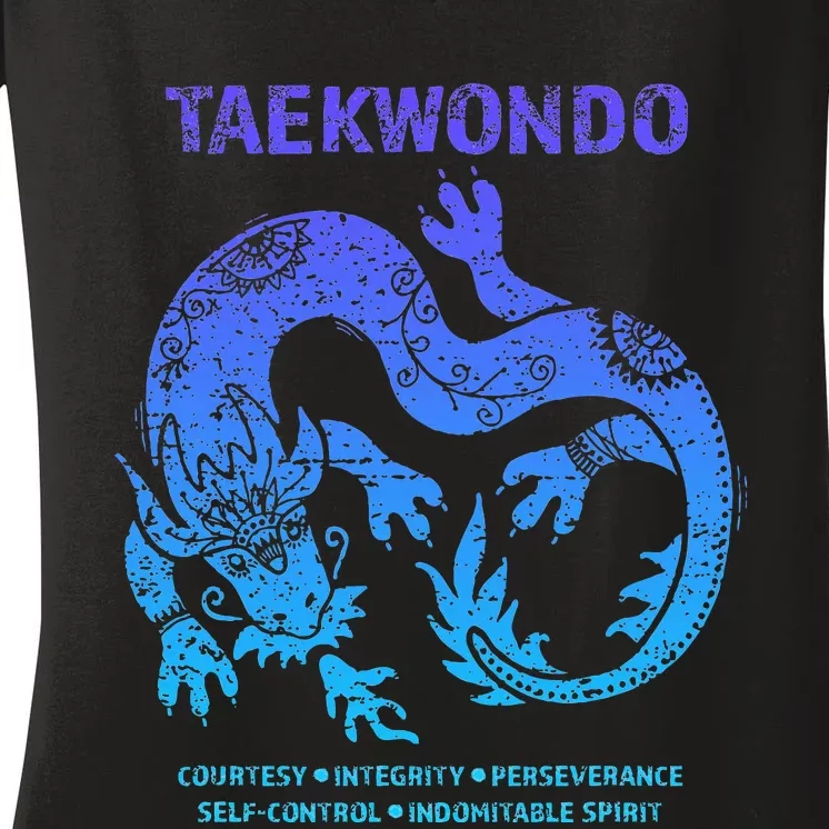 Taekwondo Tkd Tae Kwon Do Dragon Art Martial Arts Graphic Women's V-Neck T-Shirt