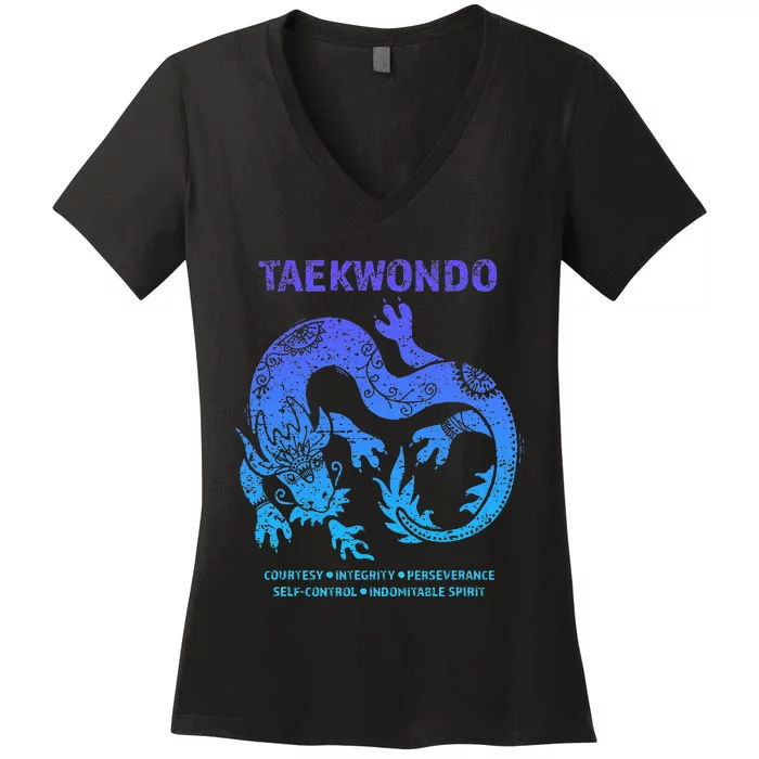 Taekwondo Tkd Tae Kwon Do Dragon Art Martial Arts Graphic Women's V-Neck T-Shirt