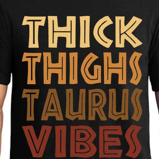 Thick Thighs Taurus Vibes Melanin Black Wo Horoscope Pajama Set