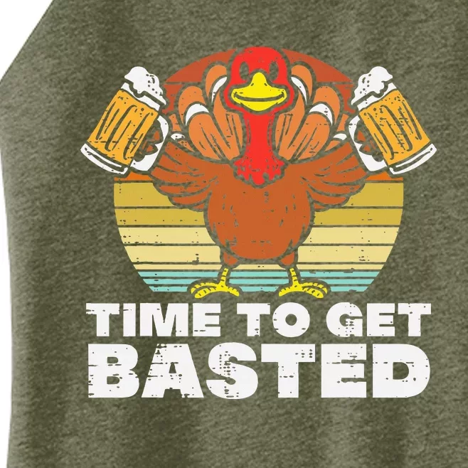 Turkey Time To Get Basted Retro Happy Thanksgiving Women’s Perfect Tri Rocker Tank