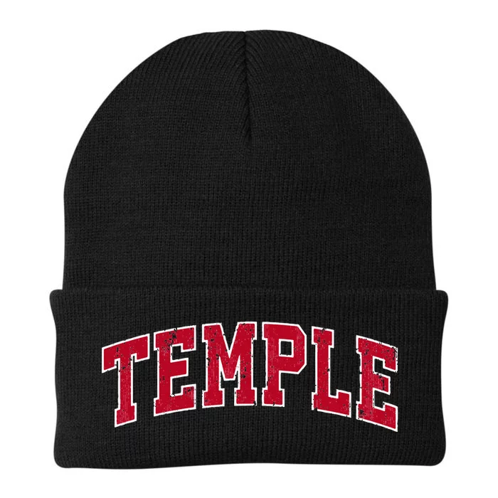 Temple Texas TX Vintage Sports Design Red Design Knit Cap Winter Beanie