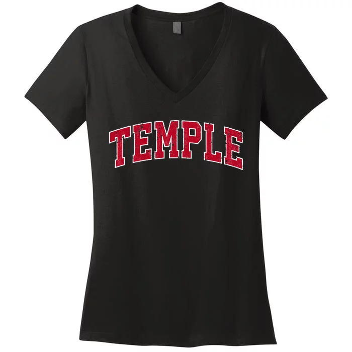 Temple Texas TX Vintage Sports Design Red Design Women's V-Neck T-Shirt