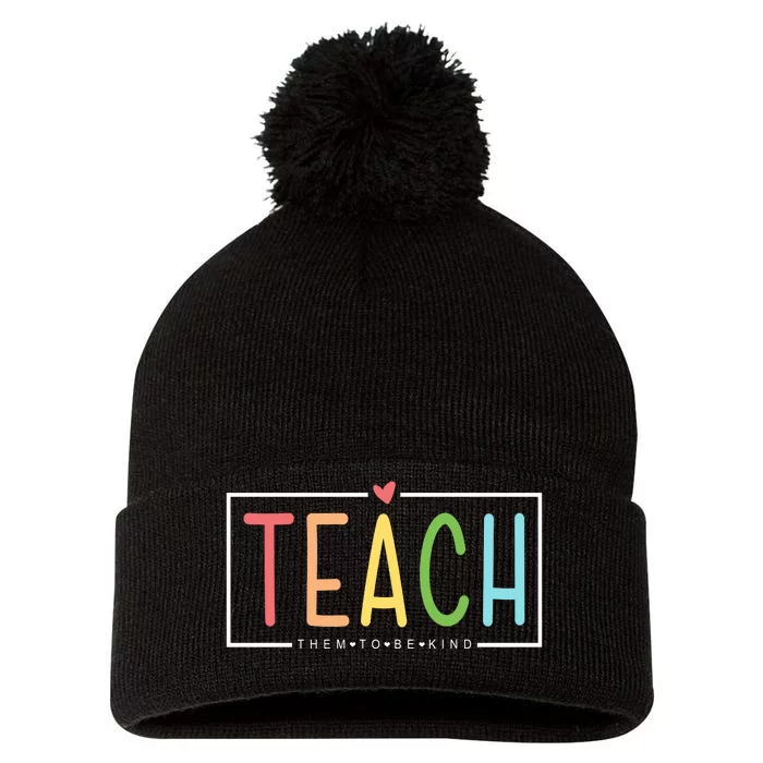 Teach Them To Be Kind Pom Pom 12in Knit Beanie