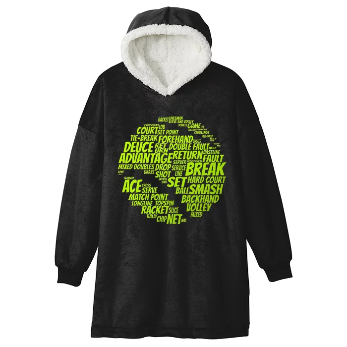 Tennis Terms Tennis Player Playing Tennis Ball Hooded Wearable Blanket