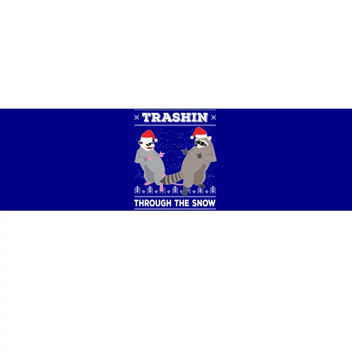 Trashin Through The Snow Garbage Gang Opossum Raccoon Santa Cute Gift Bumper Sticker