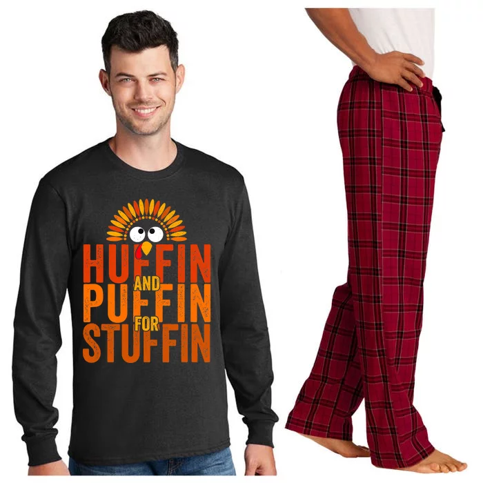 Turkey Trot Thanksgiving Run Huffin and Puffin for Stuffin Long Sleeve Pajama Set