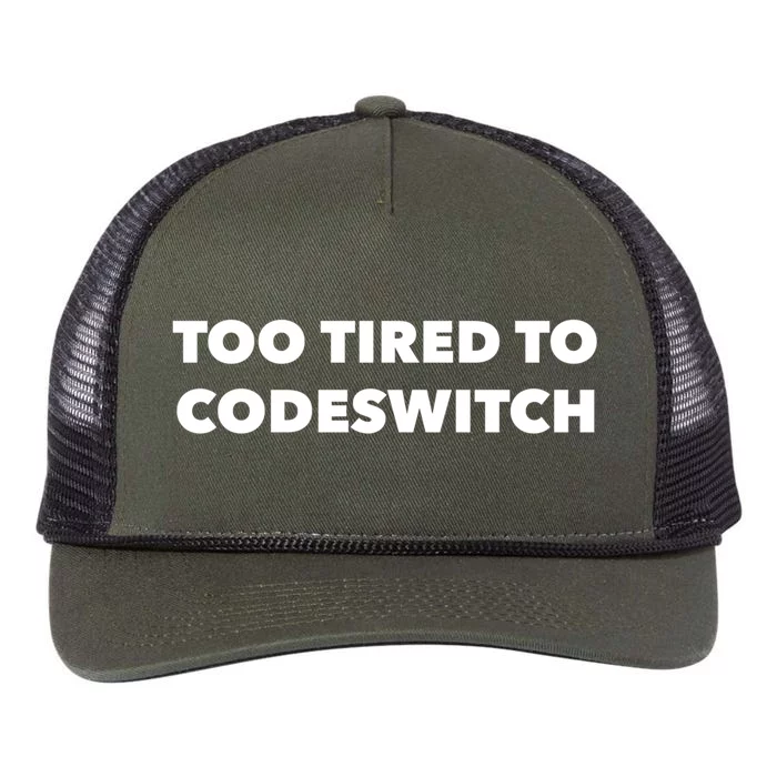 Too Tired To Codeswitch Gift Retro Rope Trucker Hat Cap