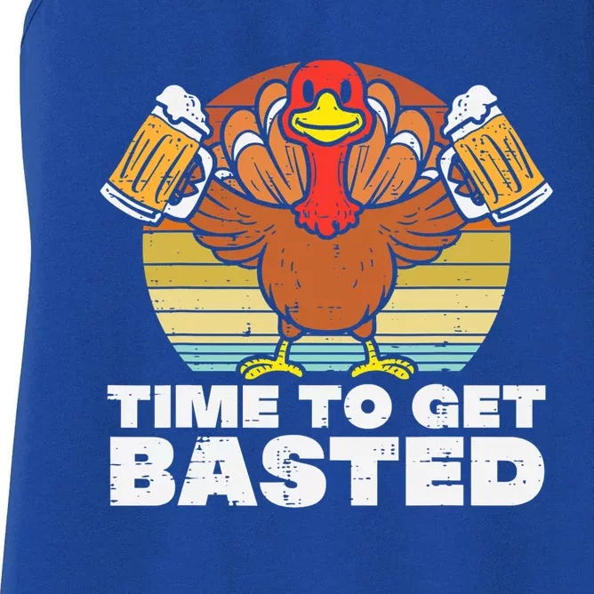 Turkey Time To Get Basted Retro Happy Thanksgiving Cute Gift Women's Racerback Tank