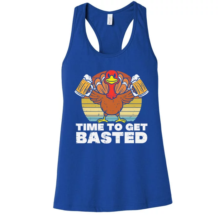 Turkey Time To Get Basted Retro Happy Thanksgiving Cute Gift Women's Racerback Tank