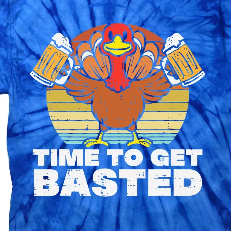 Turkey Time To Get Basted Retro Happy Thanksgiving Cute Gift Tie-Dye T-Shirt