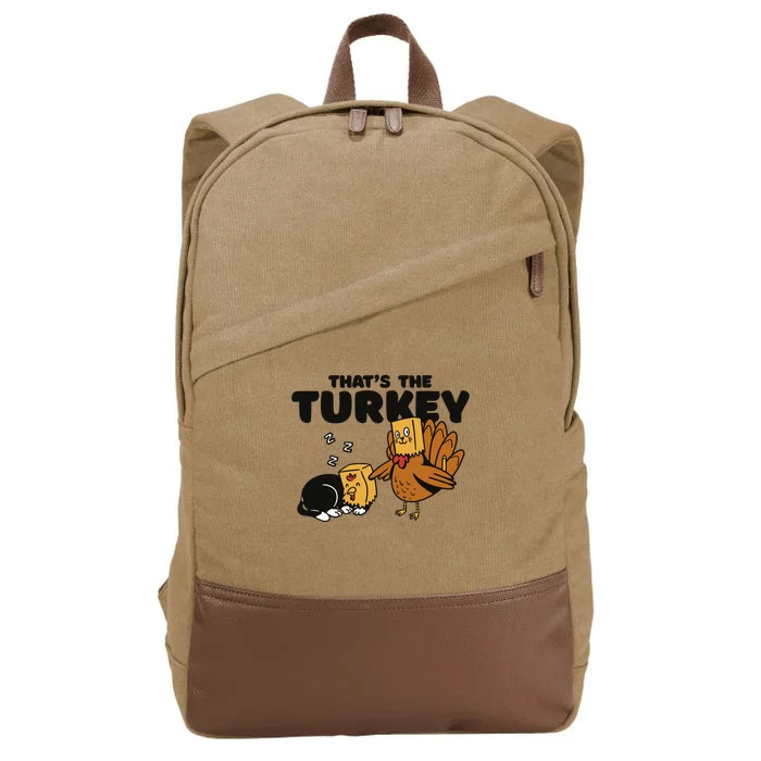 That's The Turkey Funny Thanksgiving Cat Cotton Canvas Backpack