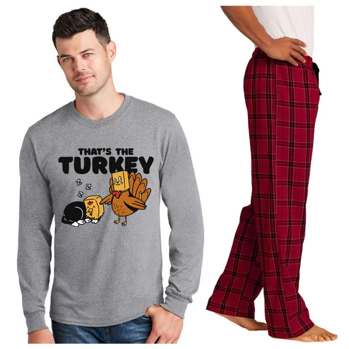 That's The Turkey Funny Thanksgiving Cat Long Sleeve Pajama Set