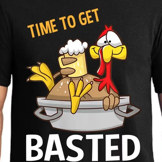 Turkey Time To Get Basted Retro Happy Thanksgiving Gift Pajama Set