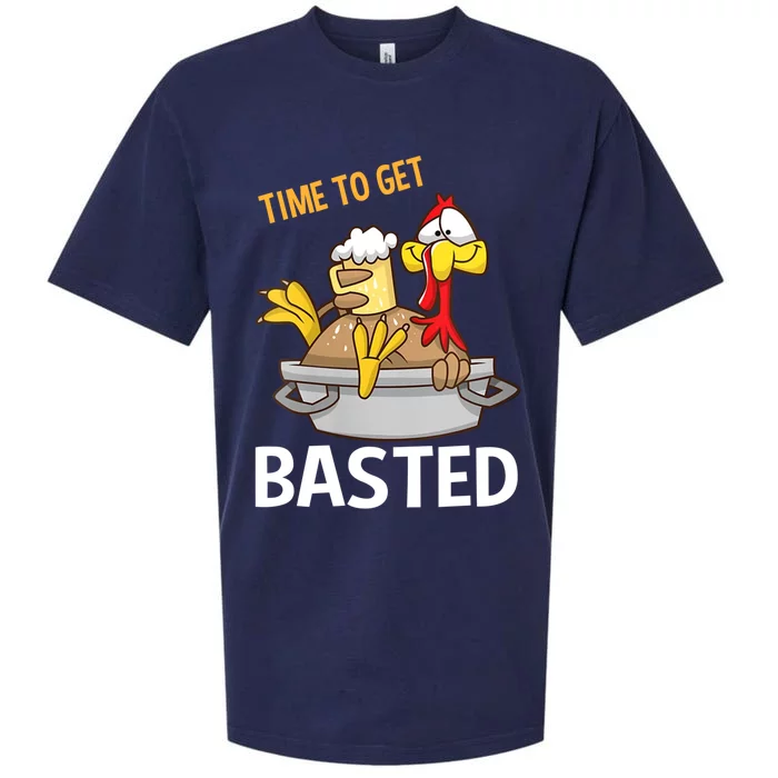 Turkey Time To Get Basted Retro Happy Thanksgiving Gift Sueded Cloud Jersey T-Shirt