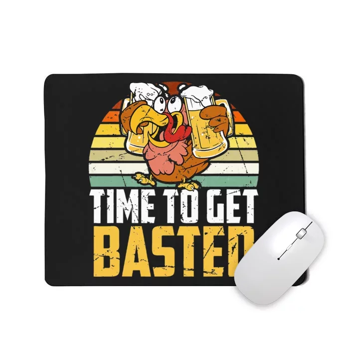 Turkey Time To Get Basted Retro Happy Thanksgiving Mousepad