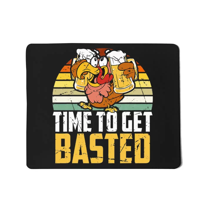 Turkey Time To Get Basted Retro Happy Thanksgiving Mousepad