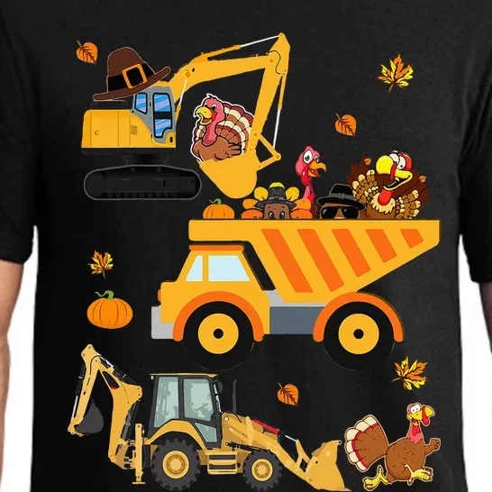 Thanksgiving Turkey Truck Construction Vehicle Fall Pajama Set