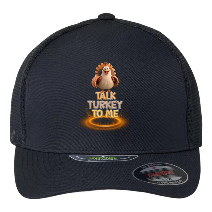 Talk Turkey To Me Autumn Fall Leaves Thanksgiving Meaningful Gift Flexfit Unipanel Trucker Cap