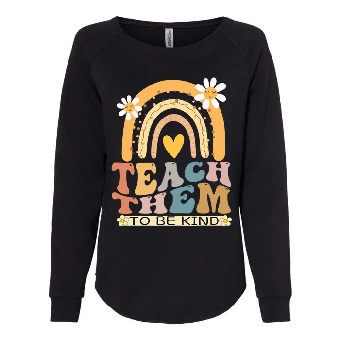 Teach Them To Be Kind Groovy Back To School Teacher Student Womens California Wash Sweatshirt