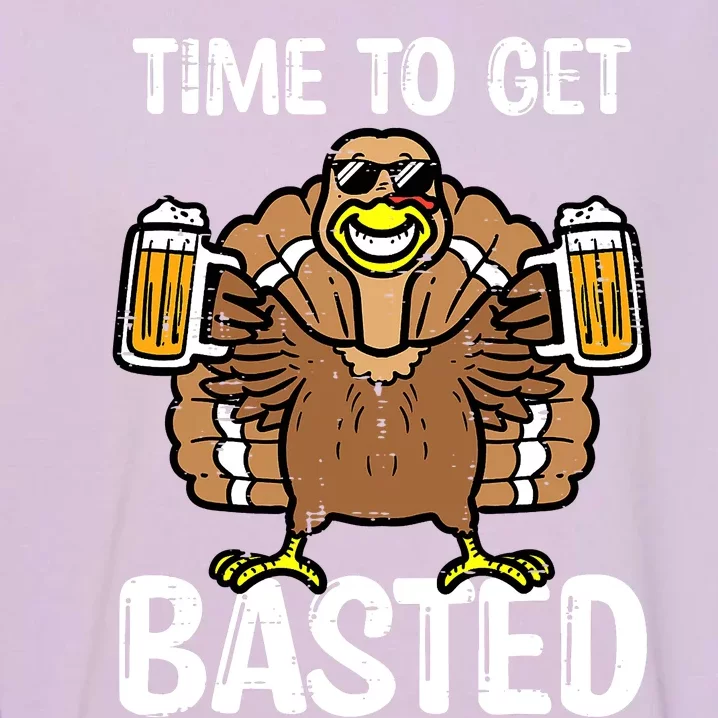 Turkey Time To Get Basted Retro Happy Thanksgiving Garment-Dyed Sweatshirt