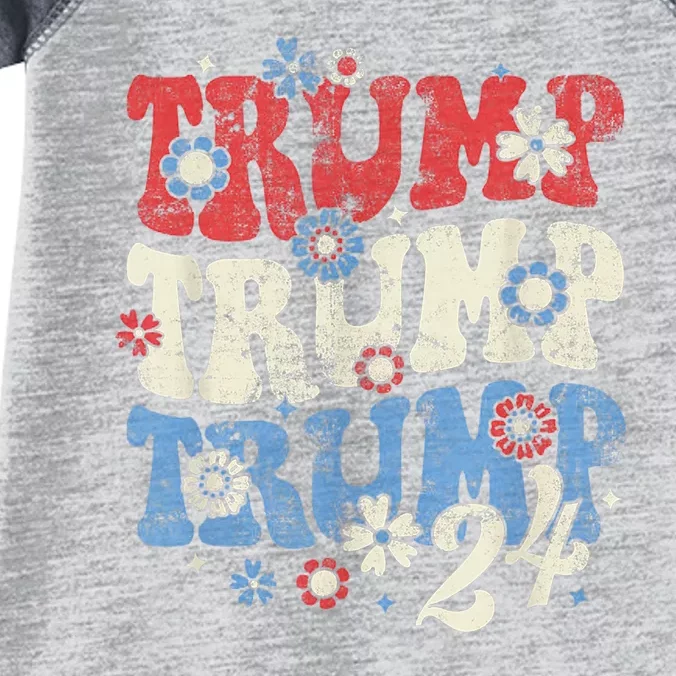 Trump Trump Trump 2024 Retro Groovy Infant Baby Jersey Bodysuit