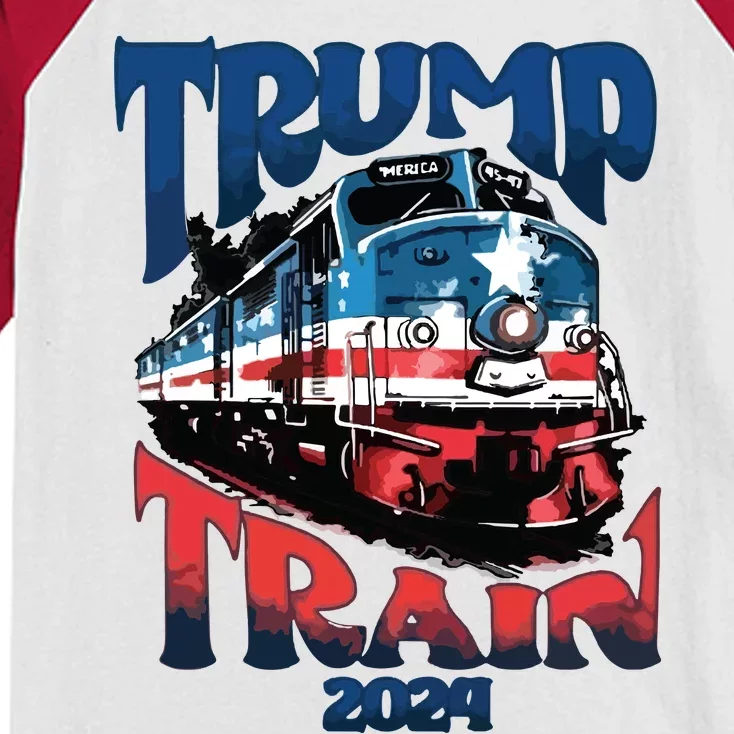 Trump Train Trump 2024 Kids Colorblock Raglan Jersey