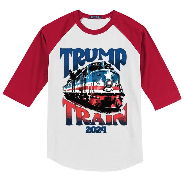 Trump Train Trump 2024 Kids Colorblock Raglan Jersey