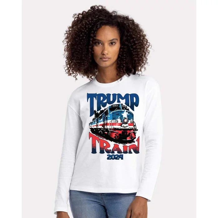 Trump Train Trump 2024 Womens Cotton Relaxed Long Sleeve T-Shirt