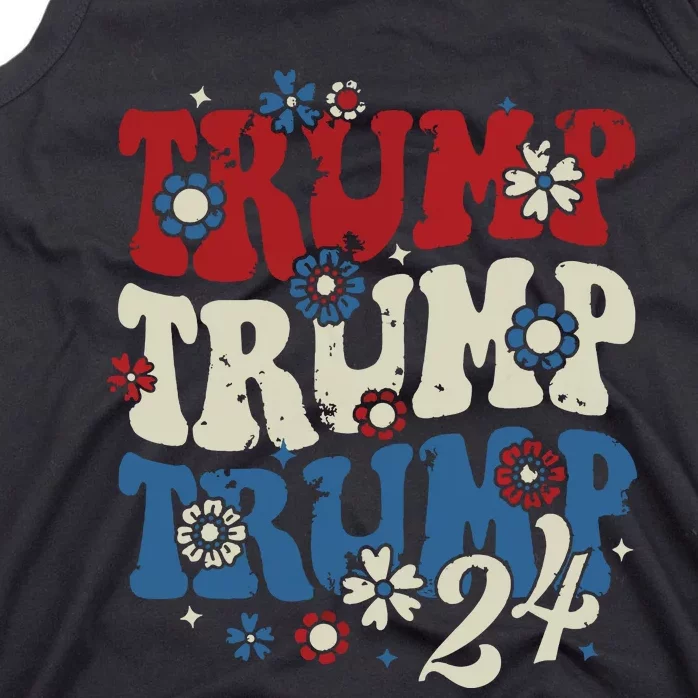 Trump Trump Trump 2024 Retro Groovy Tank Top