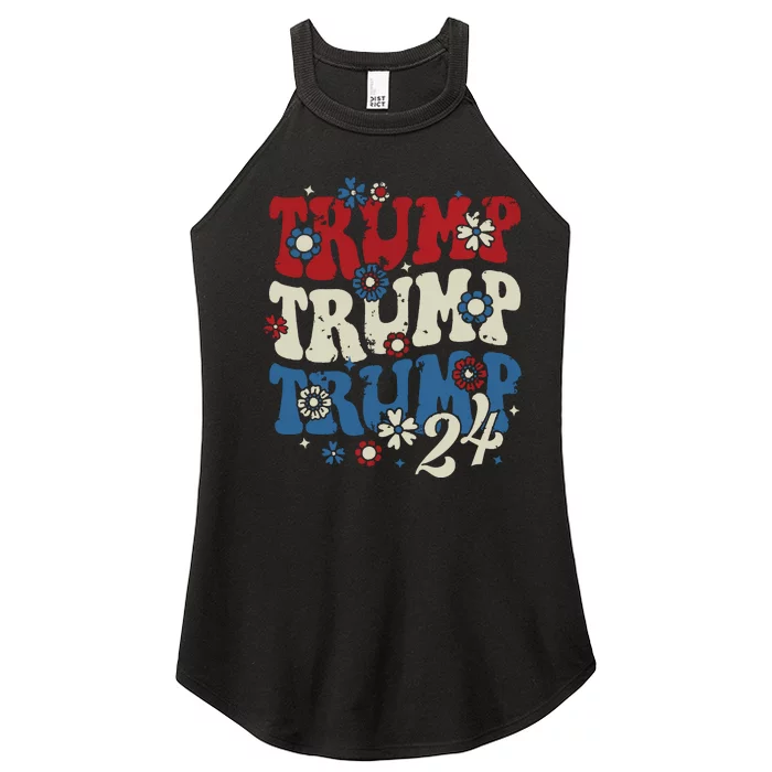 Trump Trump Trump 2024 Retro Groovy Women’s Perfect Tri Rocker Tank