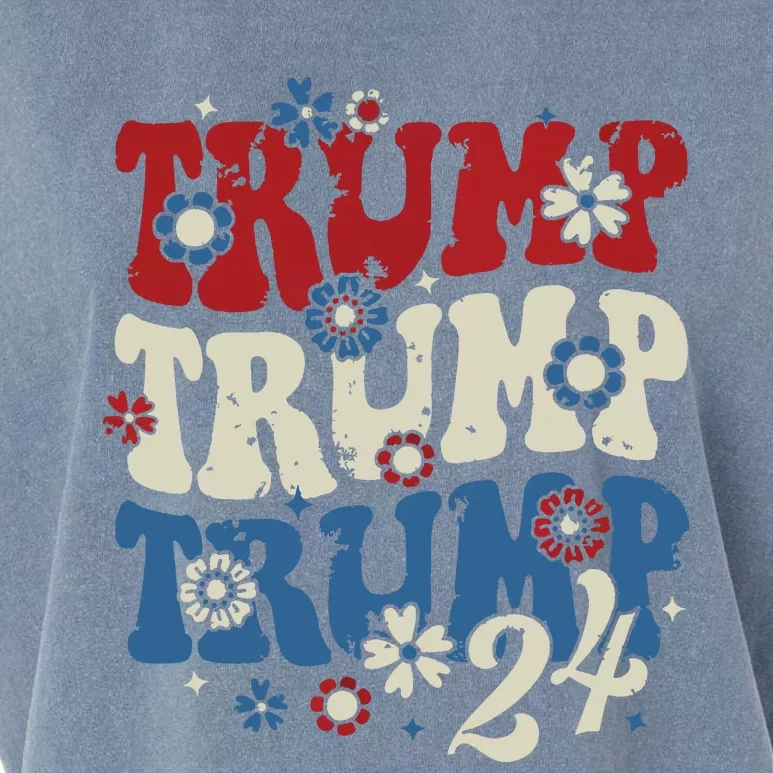 Trump Trump Trump 2024 Retro Groovy Garment-Dyed Women's Muscle Tee