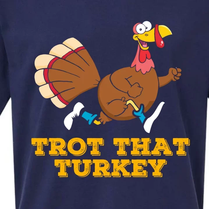 Trot That Turkey Runners Thanksgiving Marathon Running Gift Sueded Cloud Jersey T-Shirt