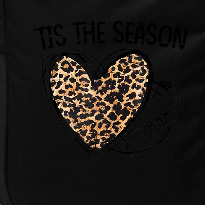 Tis To The Season Leopard Heart Football Season Game Day Gift Impact Tech Backpack