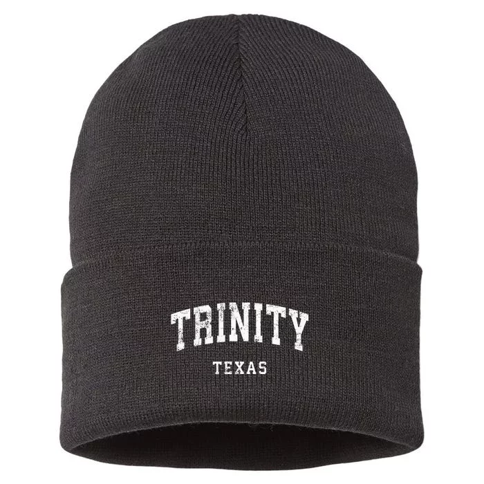 Trinity Texas Tx Vintage Athletic Sports Design Sustainable Knit Beanie