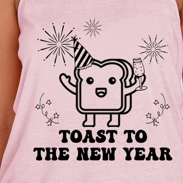 Toast To The New Year Party New YearS Eve Groovy Cool Gift Women's Knotted Racerback Tank