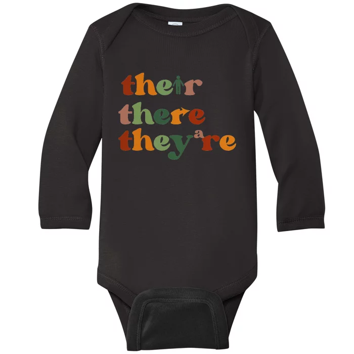 Their There They’Re Grammar Baby Long Sleeve Bodysuit