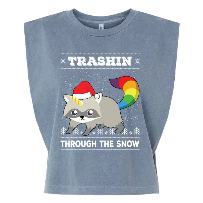 Trashin Through The Snow Raccoonicorn Raccoon Unicorn Meaningful Gift Garment-Dyed Women's Muscle Tee