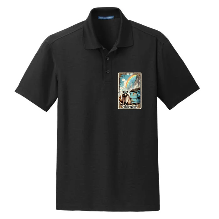 Team Trash Tarot Card Mystic Raccoon Dry Zone Grid Performance Polo